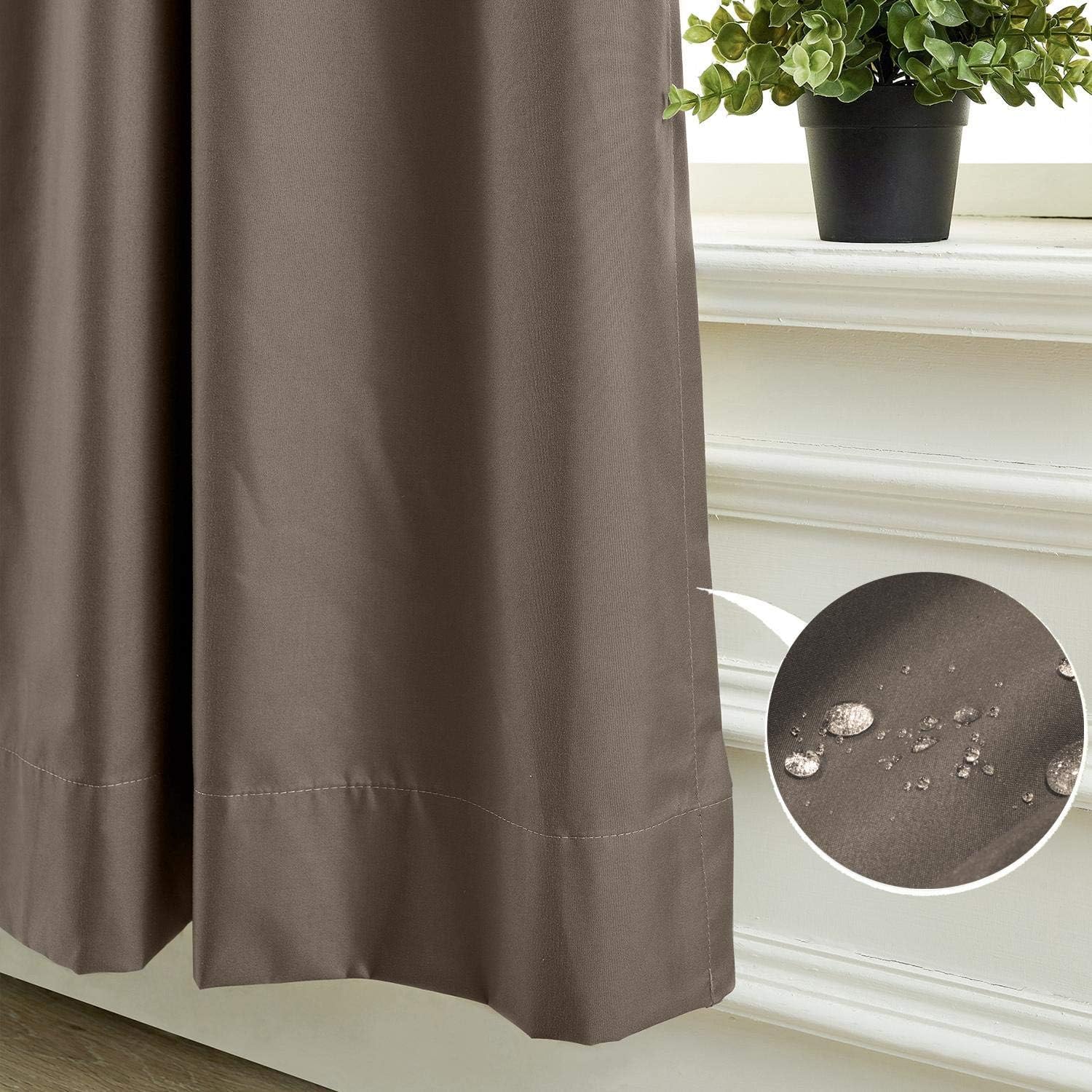 Macochico Room Darkening Curtains Flame Retardant Draperies Eco-Friendly Window Full Blackout Drapes Bronze Grommet Brown Curtain for Home,84" Wide by 96" Length (1 Panel)