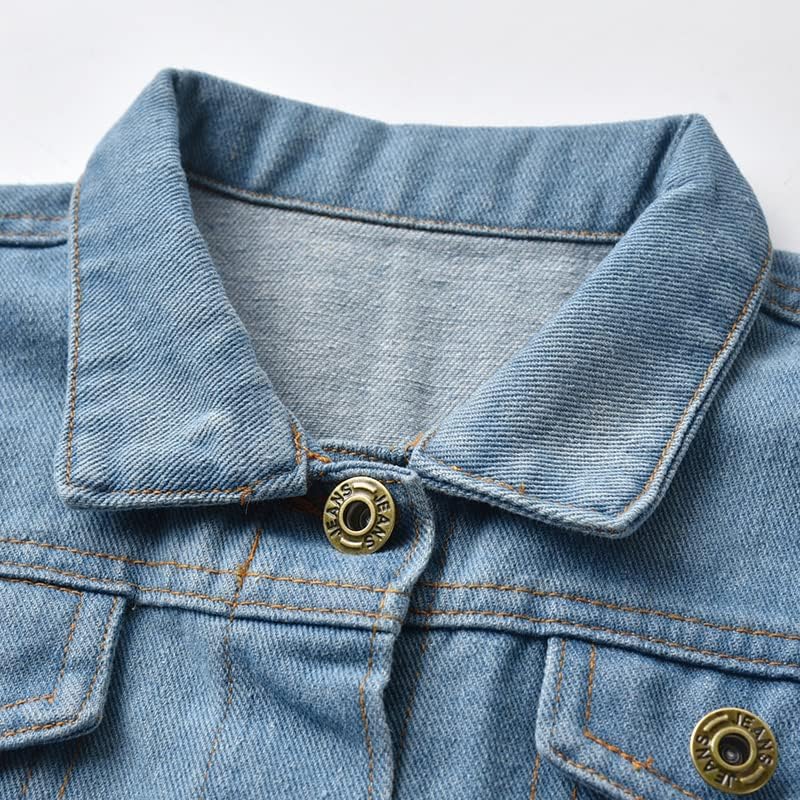 Toddler Baby Boys Girls Denim Jacket Coat Kids Button Down Jeans Ripped Rose Flower Embroidery Top Outerwear Overcoat