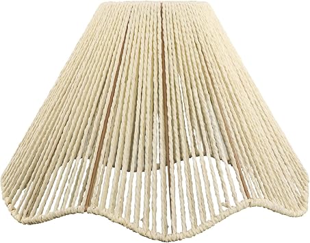 Gralara Bohemian Light Shade Weave Rope Lampshade Light Fixture Replacement Ceiling Lantern Cover Hanging Lamp Shade for Home Restaurant Living Room, Beige