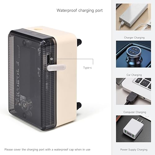 Miniatura 4 de Bomba aireadora recargable, burbujeador de oxígeno de carcasa transparente, dispositivo de acuario silencioso de larga duración  Aire portátil de