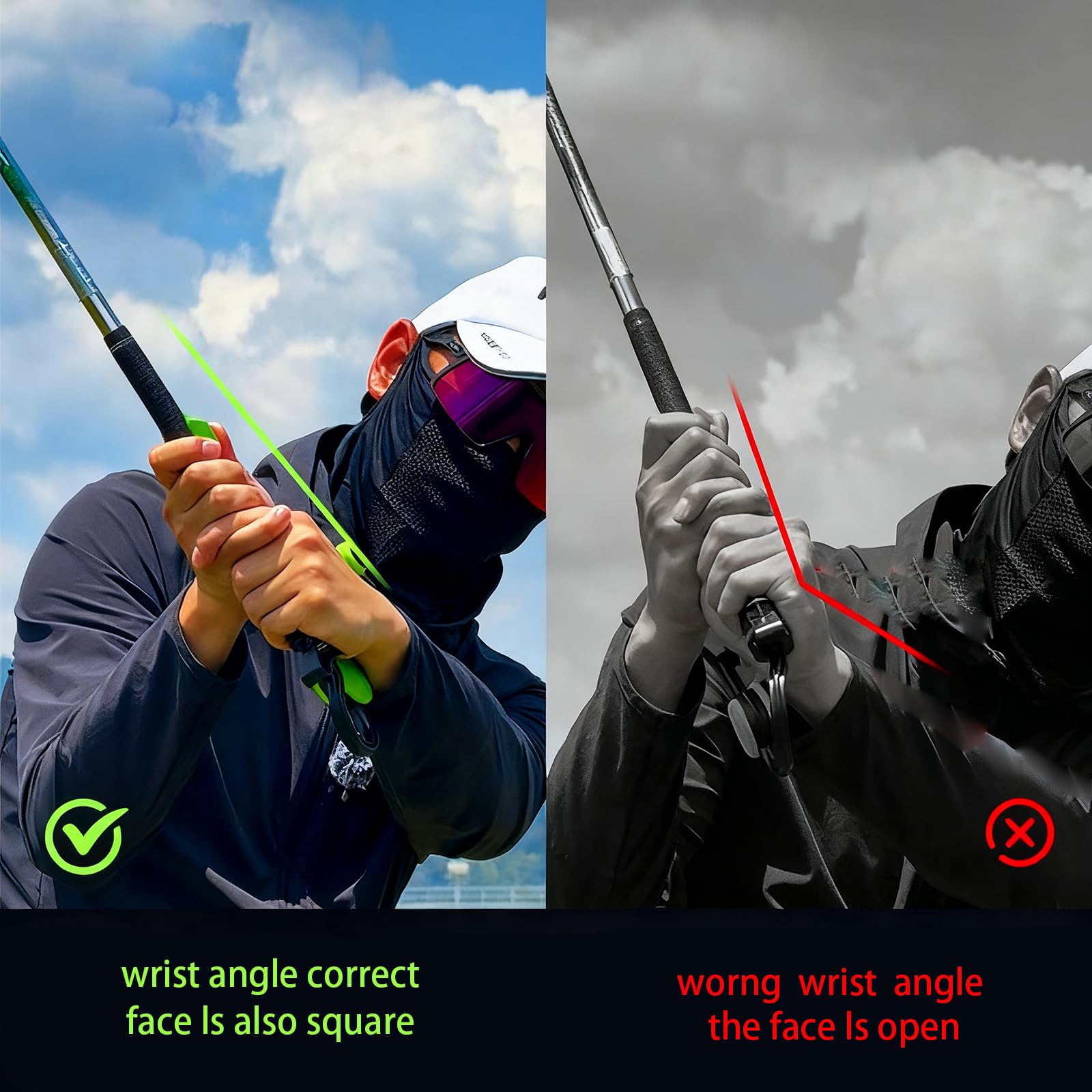 Golf Schwung Trainer, Golf Griff Trainer für die korrekte Handposition, 2-in-1 Quadrat Kontrolltrainer für Anfänger und Übung zur Korrektur der Körperhaltung