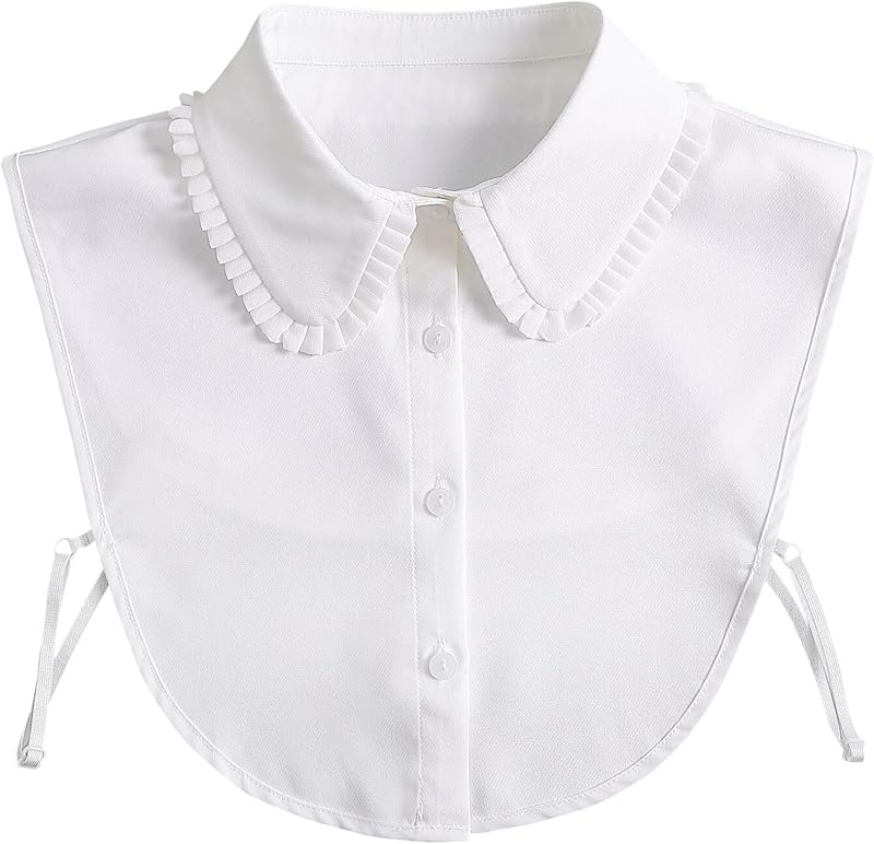 Fake Collar Detachable Dickey Blouse for Women Dickies Half Shirts, Ruffled Faux False Collar Inserts