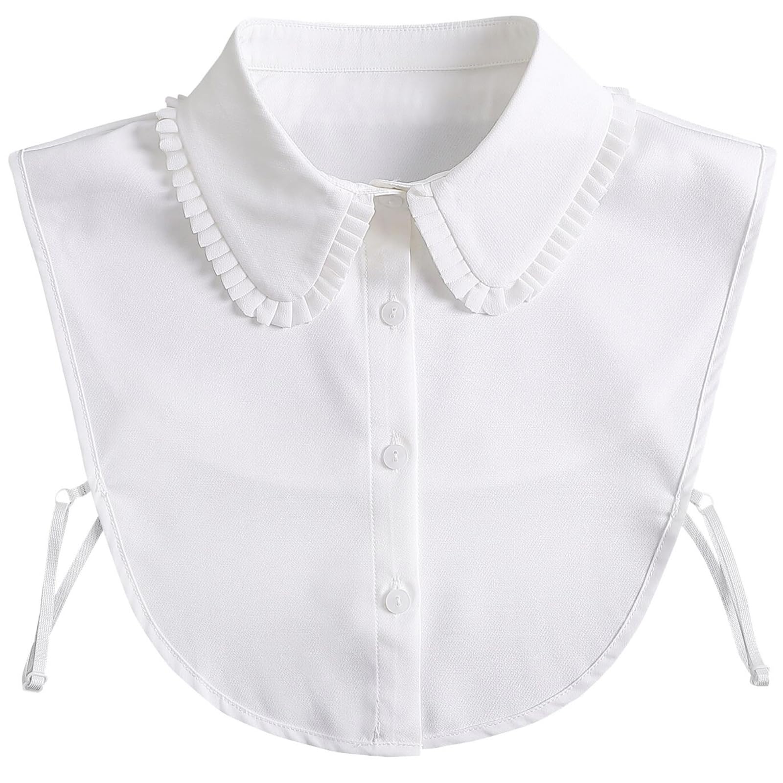Cuello falso con diamantes de imitación, blusa desmontable con cuello Dickey, media camisa, cuello falso de Peter Pan para mujer, Cuello Peterpan Volantes Blanco D