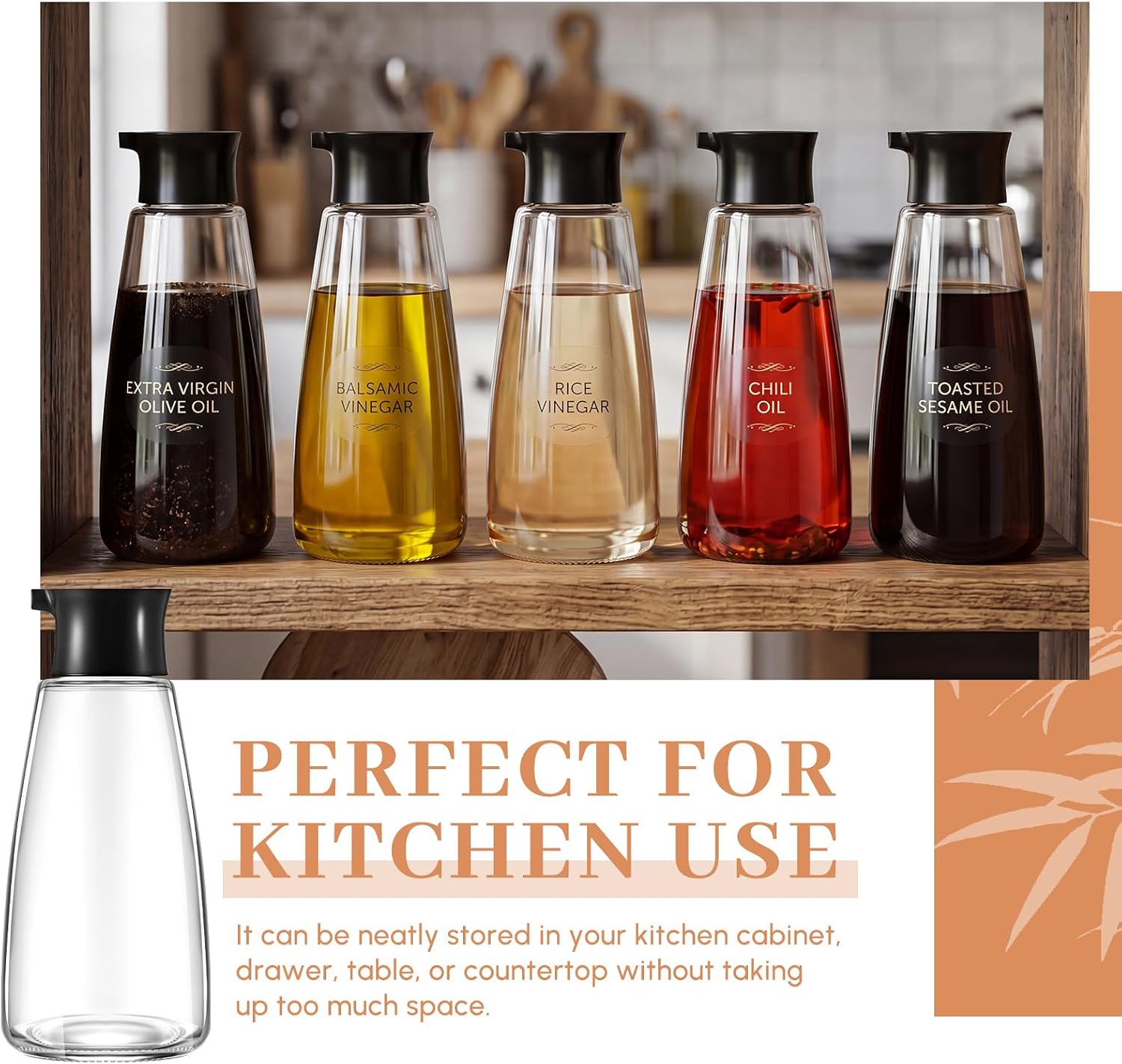 12 Pcs Glass Soy Sauce Dispenser Bottles, 9.6 oz Oil Cruet, Black