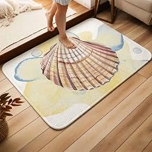 Entry Hallway Rug 31.5''x47.2'' Indoor Outdoor, Coastal Seashells Heavy Duty Absorbent Entryway Doormat, Ocean Beach Nautical Marine Life Non-Slip Welcome Rug for Bathroom, High Traffic Floor Mat