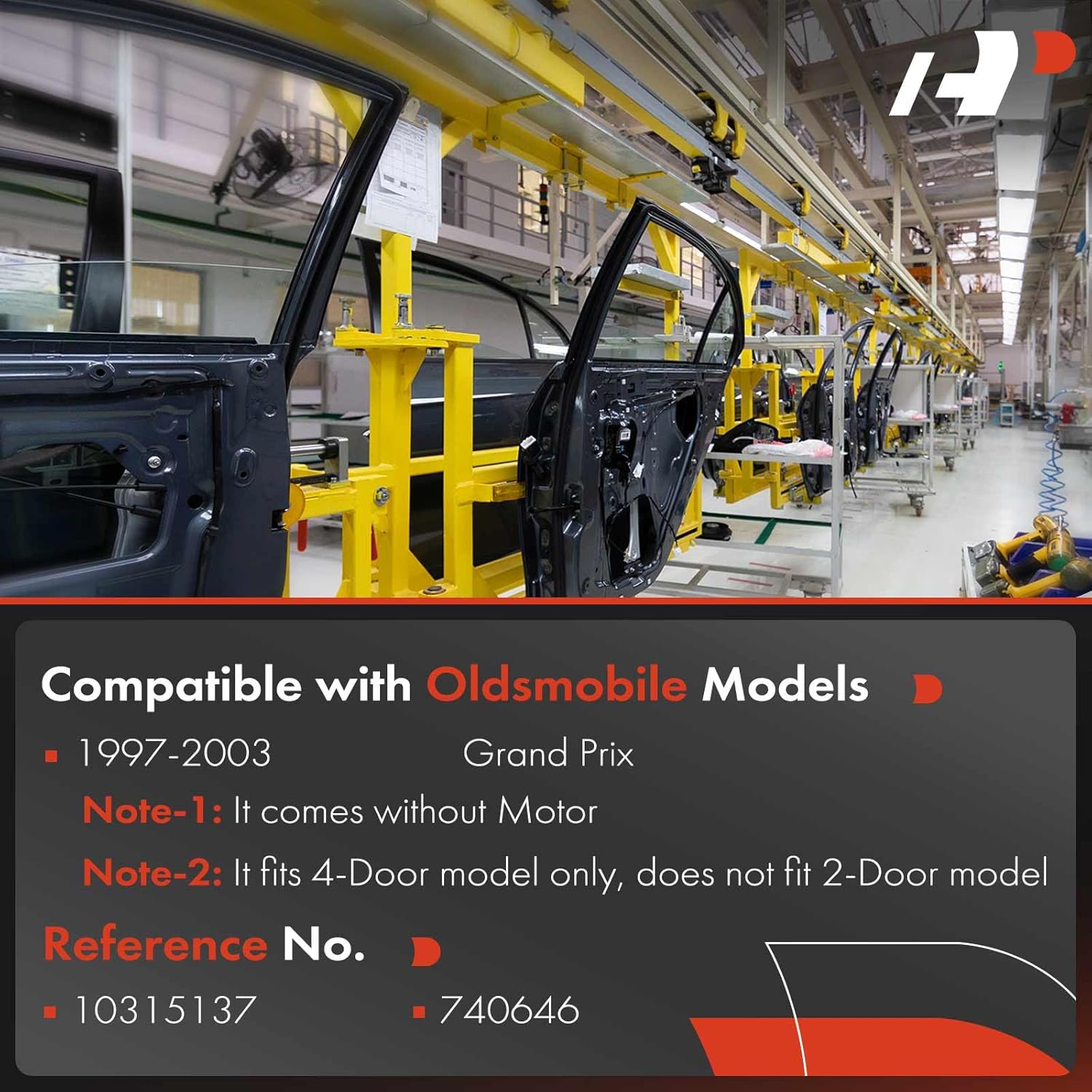 A-Premium Front Right Passenger Side Electric Power Window Regulator Without Motor Compatible with Oldsmobile Grand Prix 1997-2003