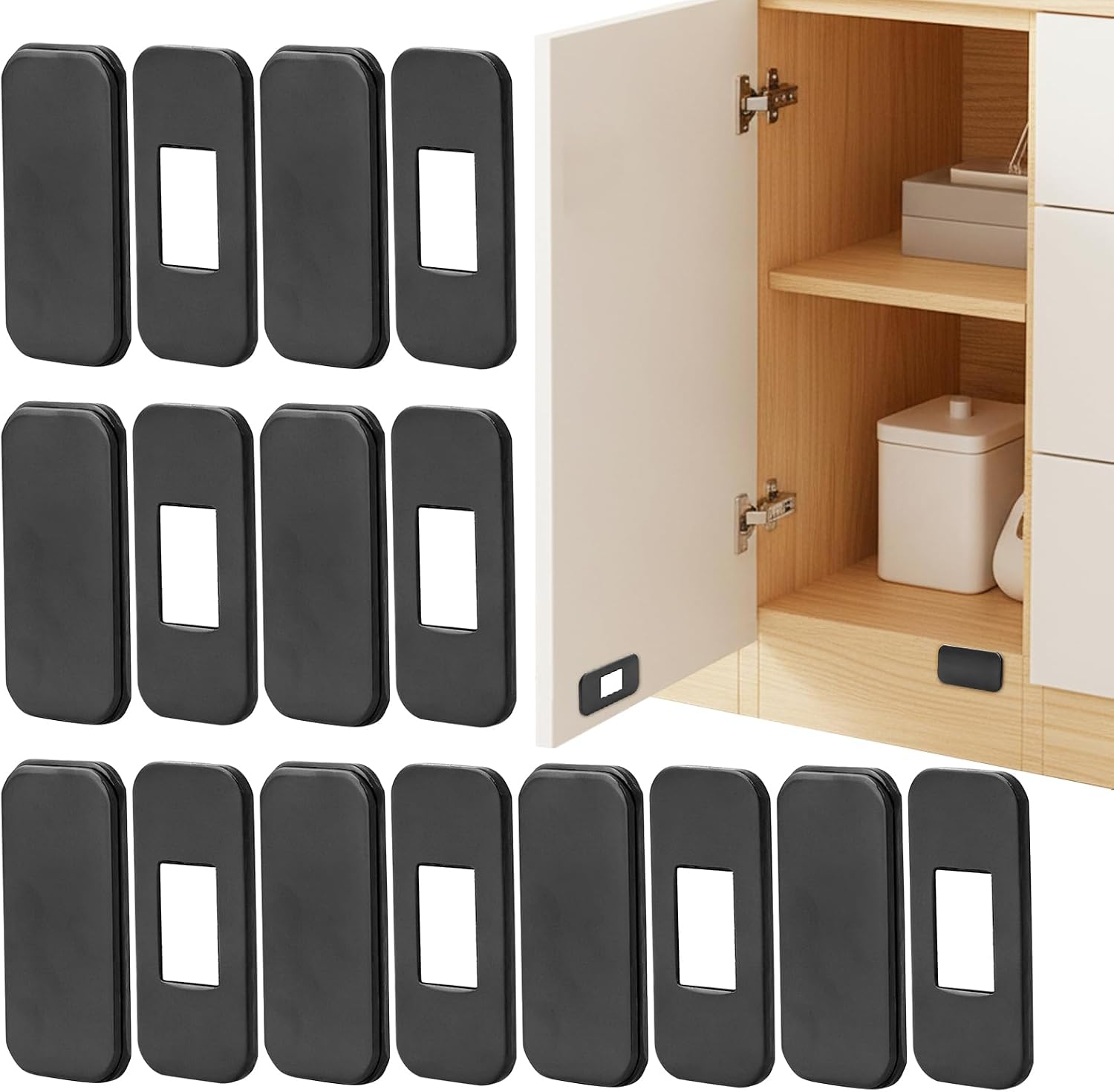 12 Pack Magnetic Cabinet Door Catch, Ultra Thin Adhesive Stainless Steel Drawer Magnets with Double Sided Tape, No Drill Easy Install for Kitchen, Closet & RV Doors Closure(White)