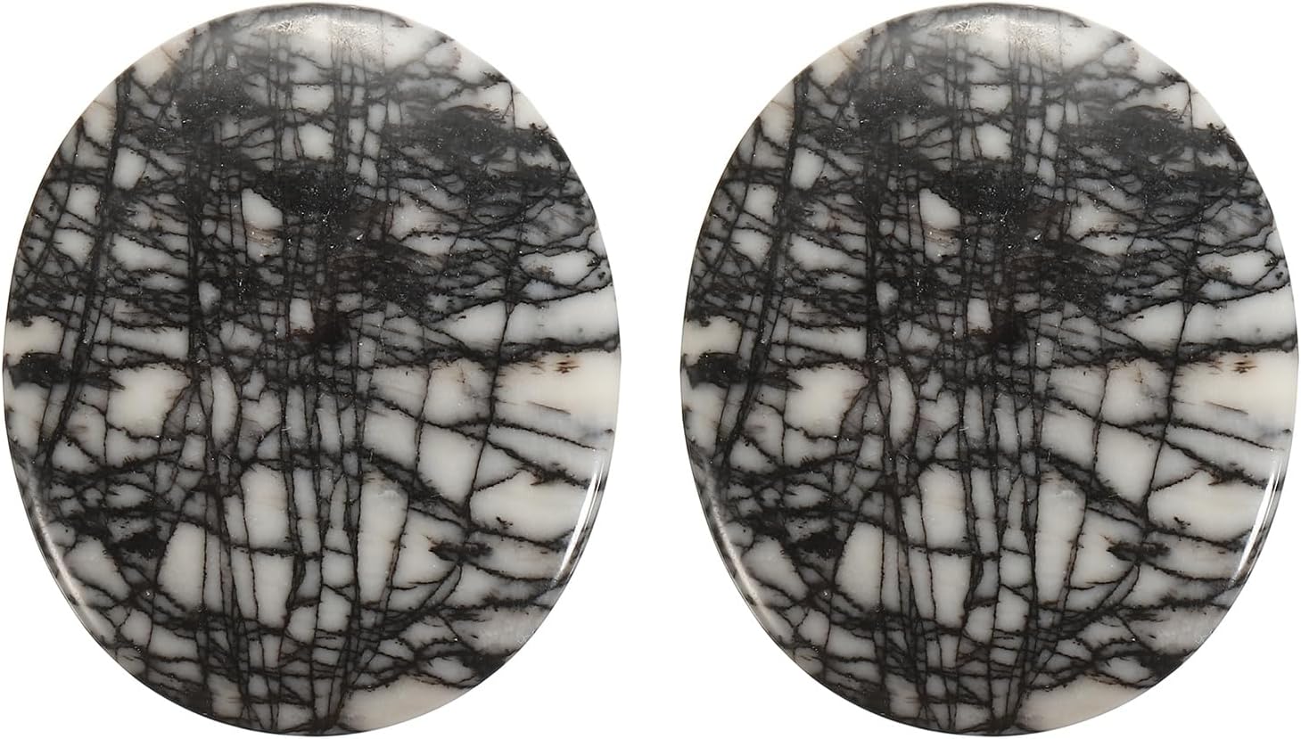 MECCANIXITY 2 Pcs Thumb Worry Stone for Anxiety, Black Net Stone Relief Crystals Hand Thumb Stones Pocket Gems Natural Polished for Yoga Meditation Relief