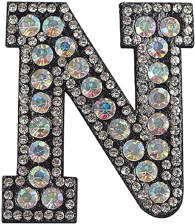 Amazon Shttown アルファベット ワッペン イニシャル ラインストーン アップリケ キラキラ 可愛い クリスタル N ワッペン アップリケ 通販