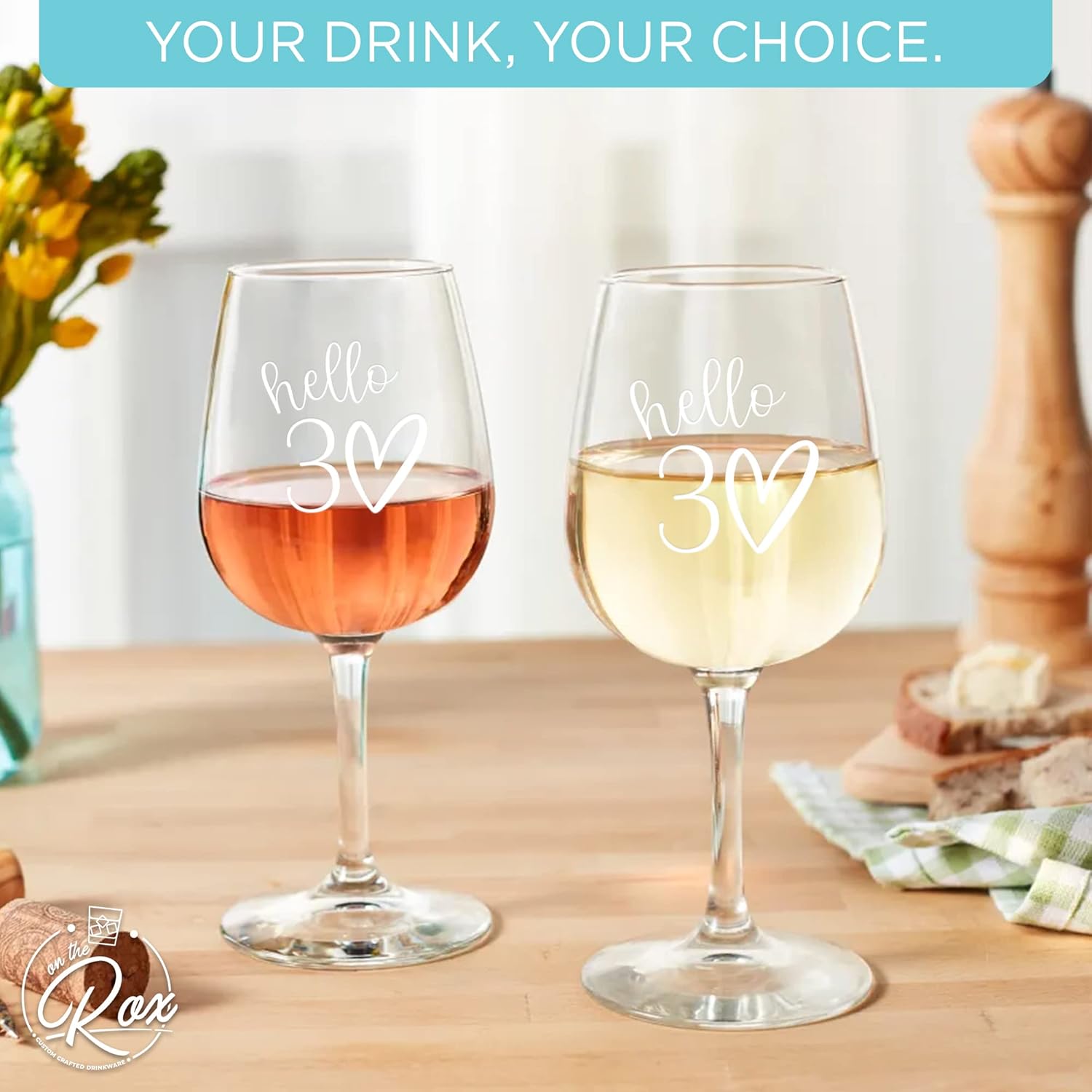 30th Birthday Gifts For Her - 12.75oz “Hello 30” Stemmed Wine Glass - 30th Birthday Decorations for Women - 30th Anniversary Ideas for Her, Mom, Wife - Birthday Gifts for 30 Year Old Daughter, Sister - Image 4