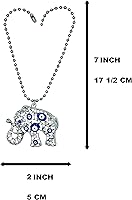 Vista 2 de LUCKBOOSTIUM Elegante adorno colgante de elefante plateado en cadena de bolas, dije y signo de buena suerte y bendición, accesorios decorativos
