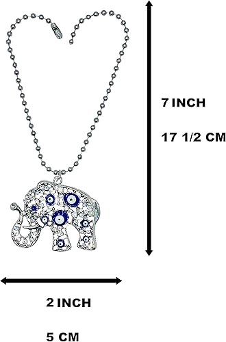 Miniatura 2 de LUCKBOOSTIUM Elegante adorno colgante de elefante plateado en cadena de bolas, dije y signo de buena suerte y bendición, accesorios decorativos para