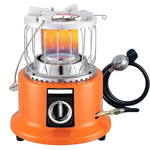 2-in-1 Propane Heater and Stove, Portable Heater with 6FT Regulating Valve, Dual Function Indoor Safe for Ice Fishing, Tent Camping, Tailgating, Emergency, Basement Heating