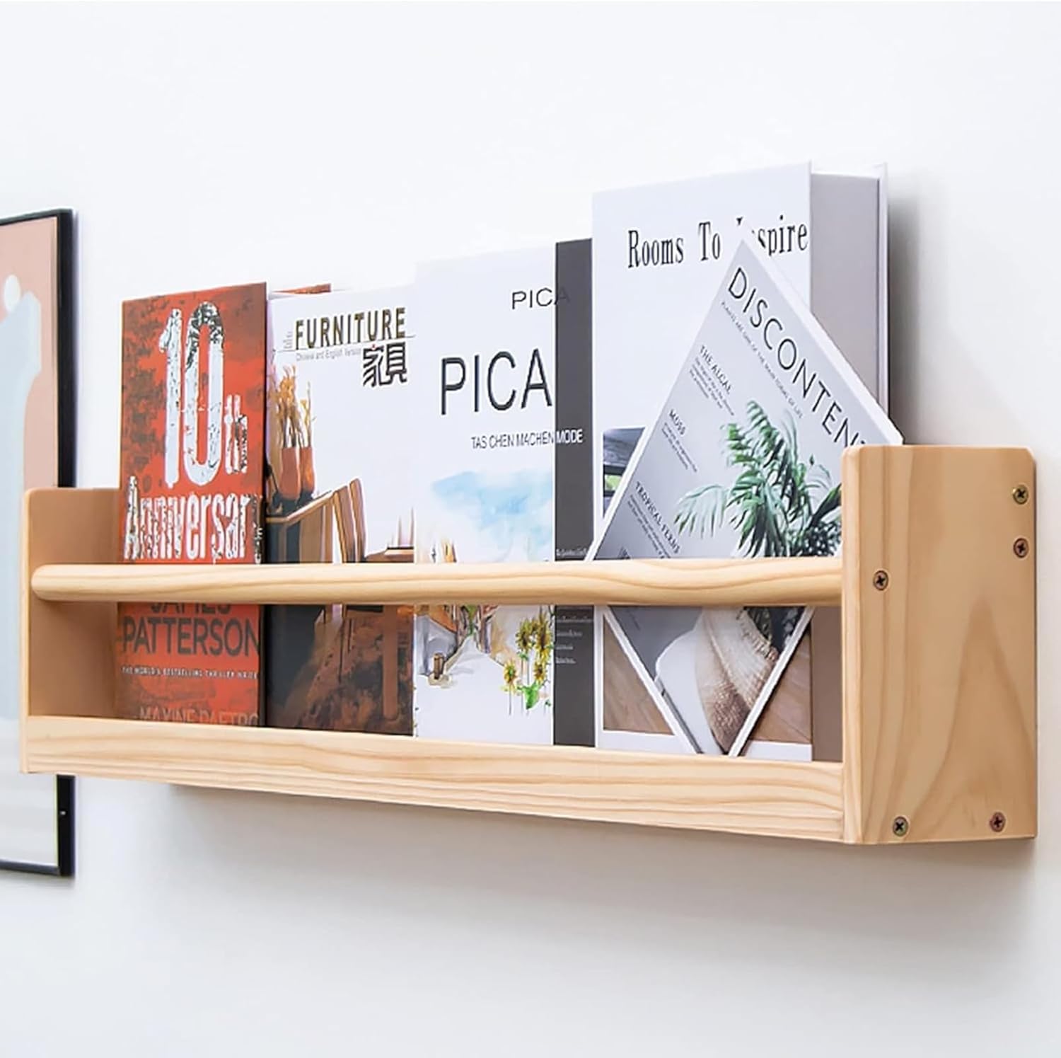 マガジンラック 60/80cmの木製マガジンラック、パンフレット/ファイル/カタログディスプレイホルダー、オフィス 自宅 寝室 リビ
