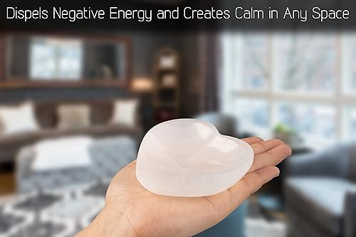 Miniatura 6 de Wish Well Cuenco de selenita de corazón con collar de amatista, cuenco de cristal de selenita de 4 pulgadas, extraído y fabricado en Marruecos