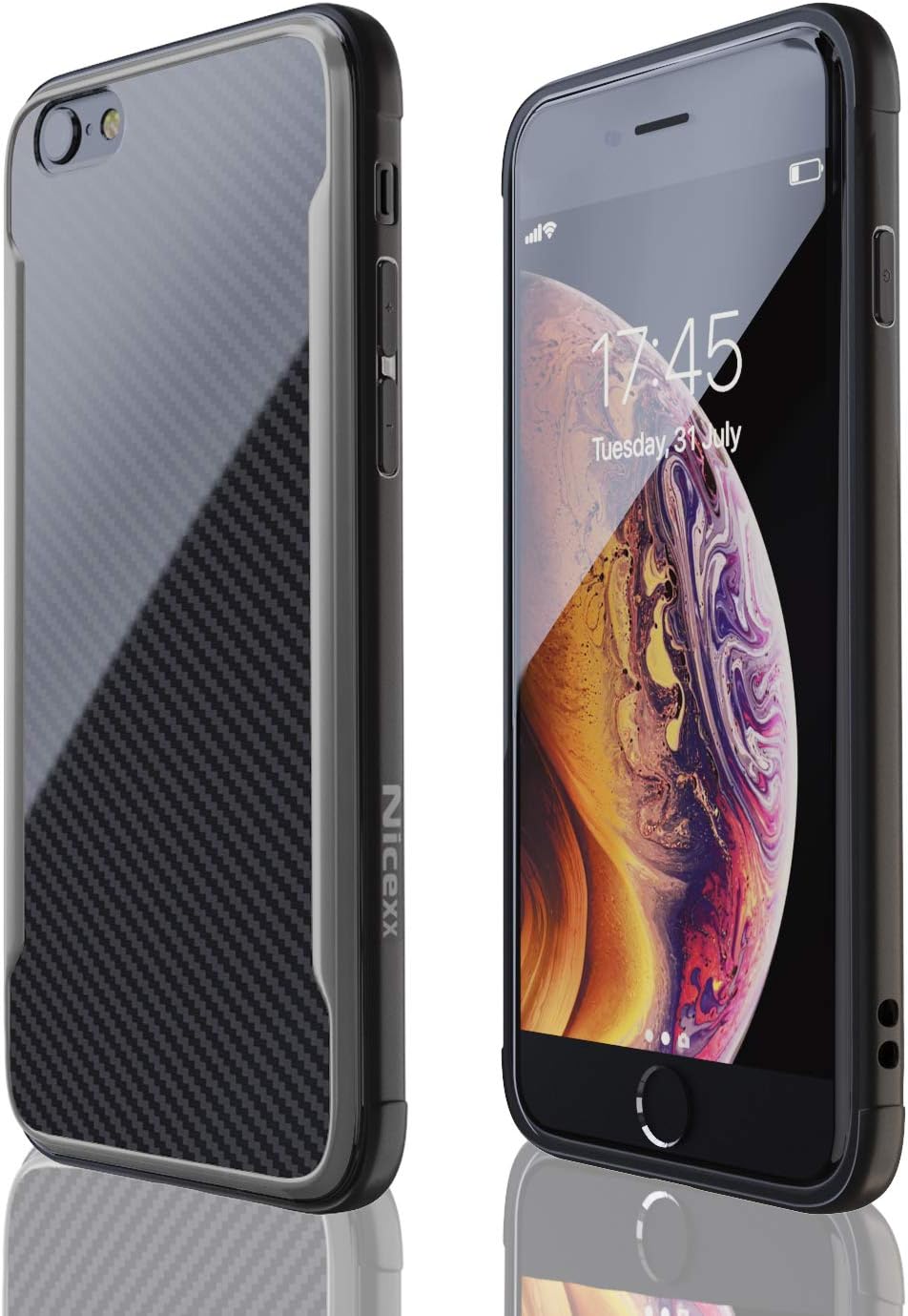Nicexx iPhone 6 Plus Case | iPhone 6S Plus Case | Shockproof | 12ft. Drop Tested | Carbon Fiber Case | Lightweight | Scratch Resistant | Compatible with Apple iPhone 6 Plus/6S Plus - Black