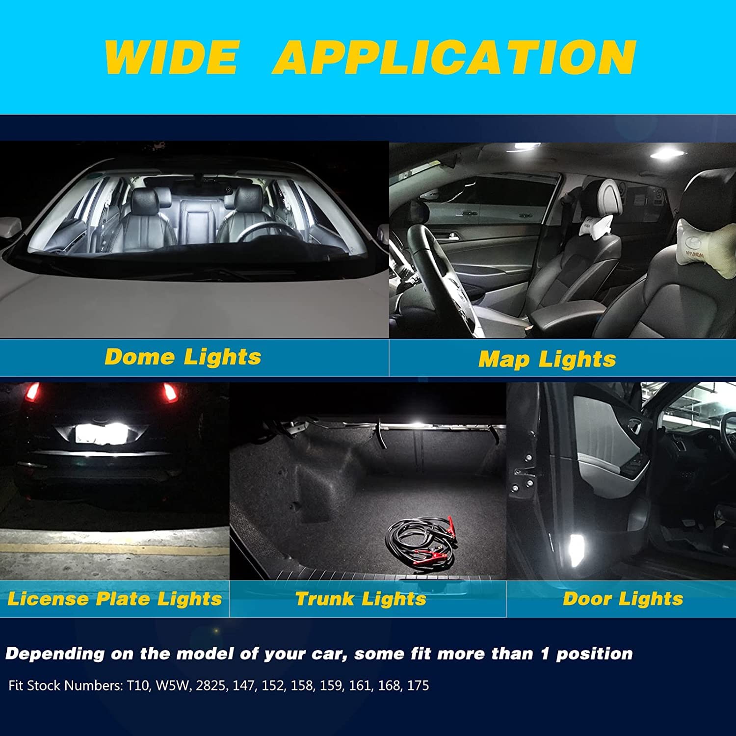 20-Pack Super White T10 LED Bulbs – For Car Interior Dome, Map, Door, License Plate Lights