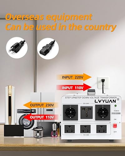 Miniatura 4 de LVYUAN Convertidor de potencia del transformador de voltaje de 5000 W, elevador de 110 V a 220 V, reductor de 220 V a 110 V, 110120 voltios - 220240