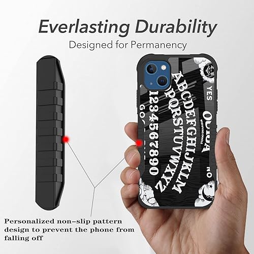 Miniatura 4 de LANJINDENG Funda compatible con iPhone 15 Plus, diseño gótico retro Ouija Board gótico de Halloween para mujeres y niñas, protección resistente a