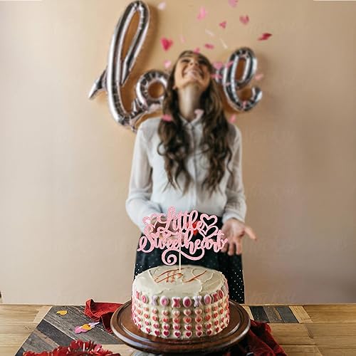 Miniatura 7 de Ephlyn 1 pieza de decoración de pastel de amor con purpurina rosa, dulce amor, boda, despedida de soltera, día de San Valentín, decoración de