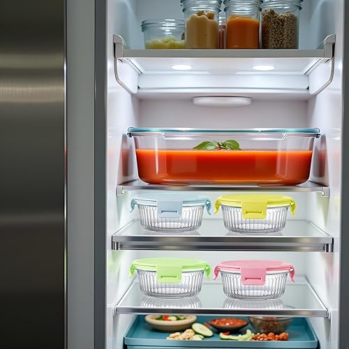 Miniatura 7 de Recipientes de vidrio para almacenamiento de alimentos con tapas, cuencos de almacenamiento de sopa, transparentes, organización de cocina para