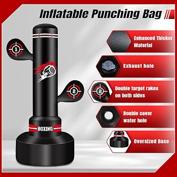 Freestanding Punching Bag for Adults, 70'' Boxing Bag with Gloves, Pump