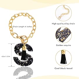 Letter Charm Accessories for Stanley Cup 1 PCS Cute Initial Keychain Handle Charm for Stanley Tumbler for Women Black Letter S