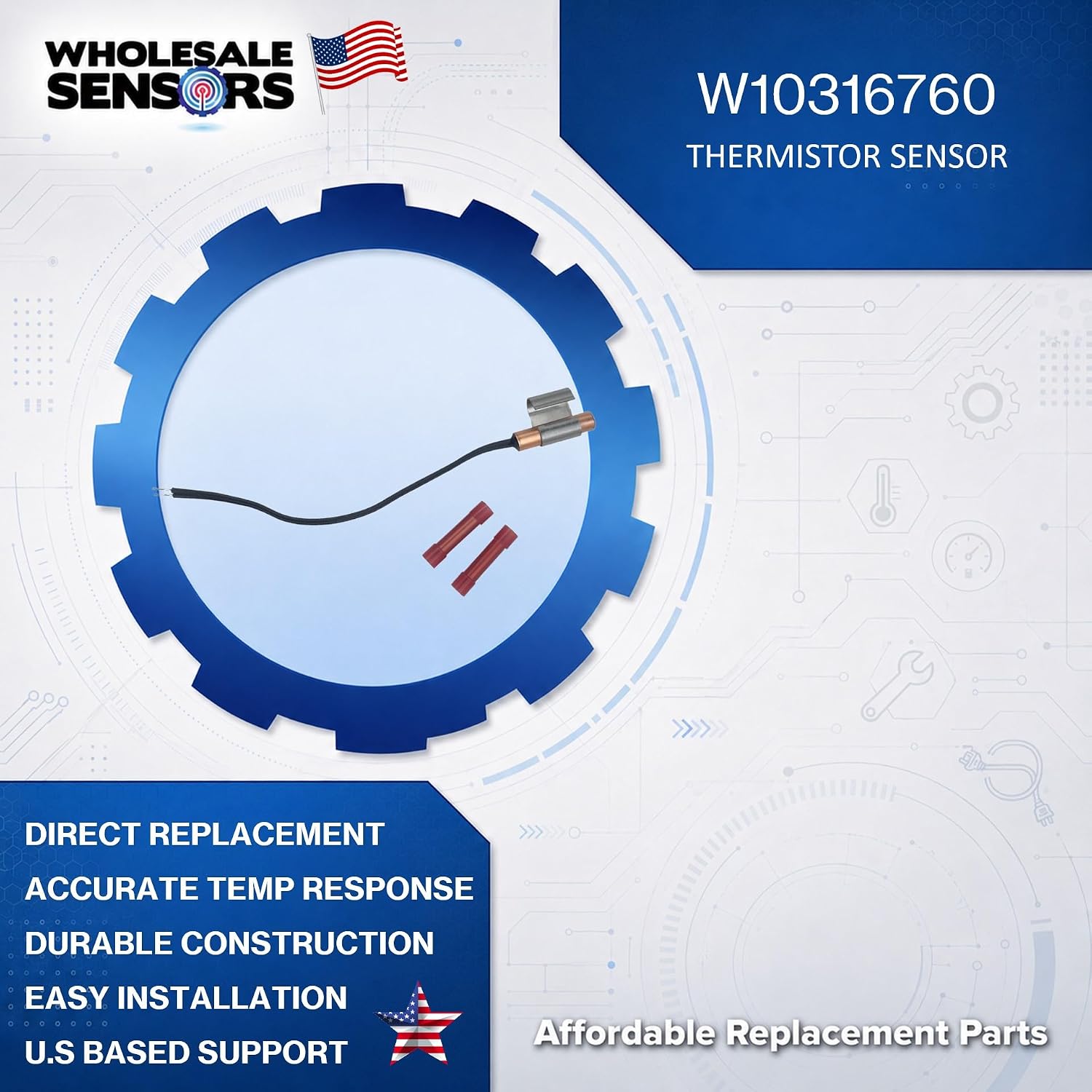 Replacement Whirlpool W10316760 Thermistor 12 Month Warranty & USA Support