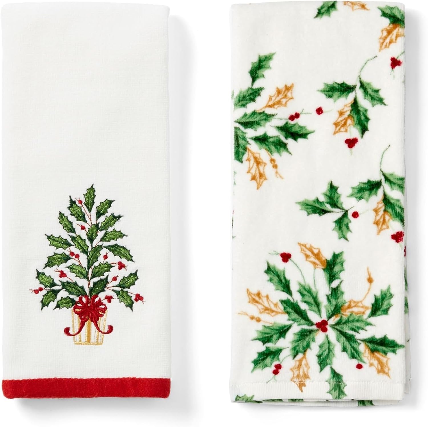 Lenox Holiday Tree Kitchen Towels, Set of 2, White, 18" W x 28" L