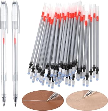 22 Pcs Leather Marking Pen Leather Pens for Fabric with 20 Refills 2 Pcs Silver Fabric Markers Pen Set Temporary Clothes Marking Pens for Sewing DIY Dressmaking Quilting Supplies Shoes Bag Making
