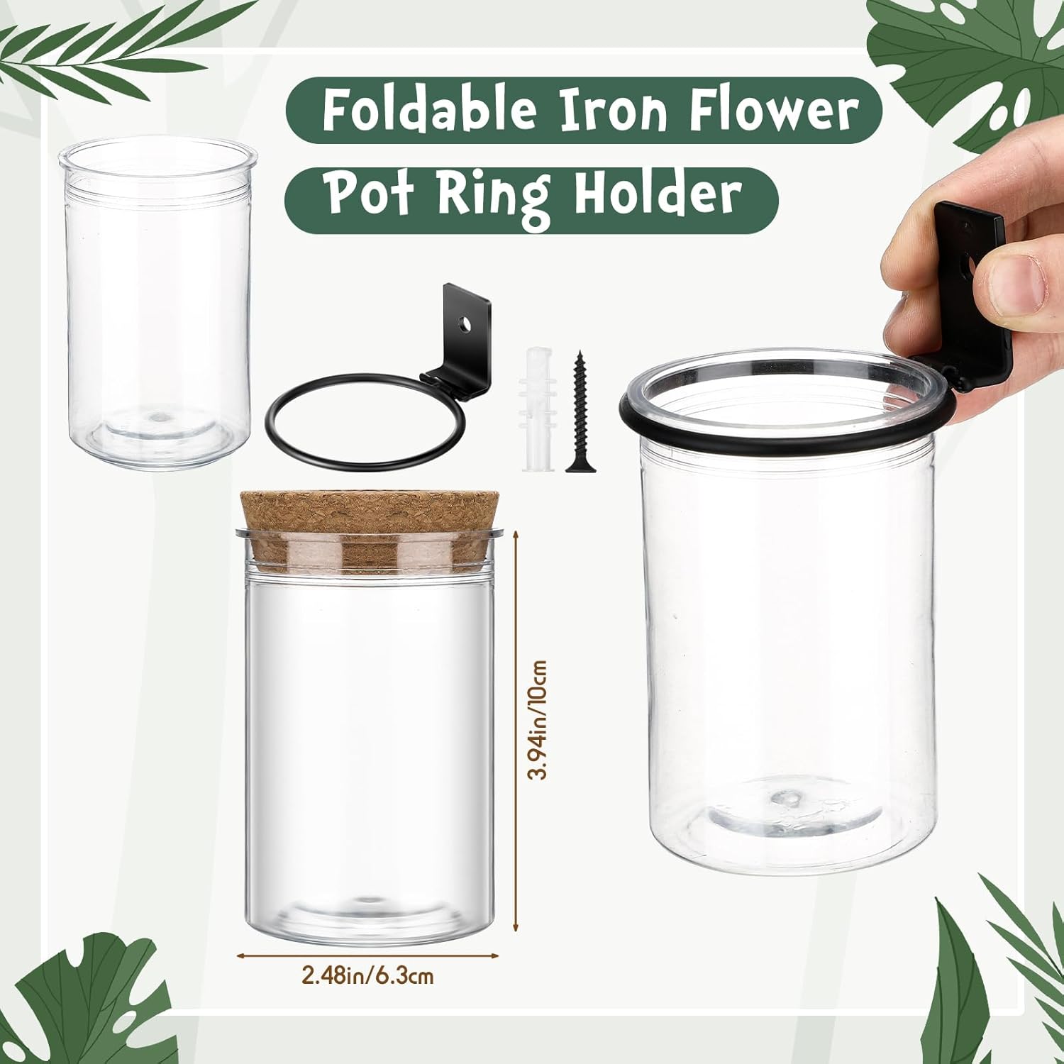 Baderke 12 Set Wall Plant Holder with Plastic Propagation Vases Hanging Planter Wall Mounted Set for Plants Growing in Water Hydroponic Artificial Plants Indoor Decor (2.48" X 3.94",Classic)