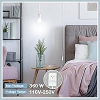 Vista 6 de JACKYLED Cable de Extensión para Linterna Colgante de 15 Pies UL 360W con Enchufe E26 E27 Botón de Encendido/Apagado para Iluminación Colgante