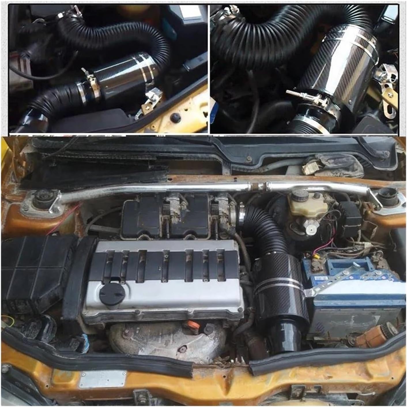 インテークパイプ 3 インチ入場ベントストレッチコールドエアインテークキットフィルター誘導ユニバーサル車のインテークパイプカーボンフ