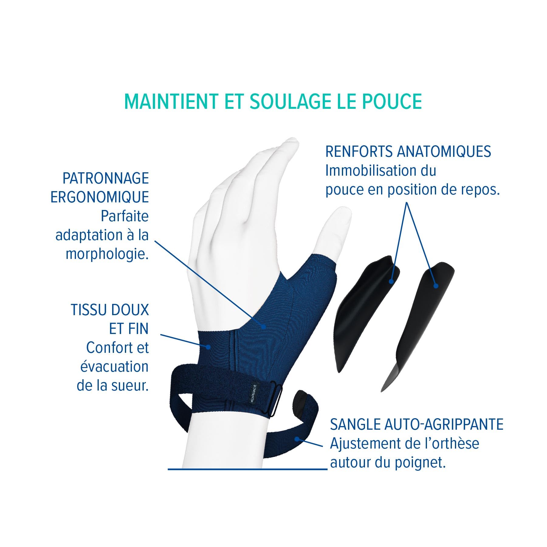 Orthèse pouce souple d'activité Epitact® main gauche