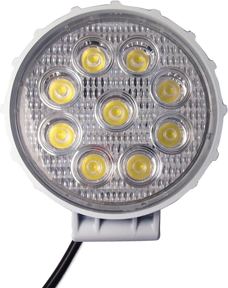 New Design 27W LED Flood Bead Round Work Light White Shell 10V 12V 24V Waterproof Driving Light 4.25 inch - Pack of 1
