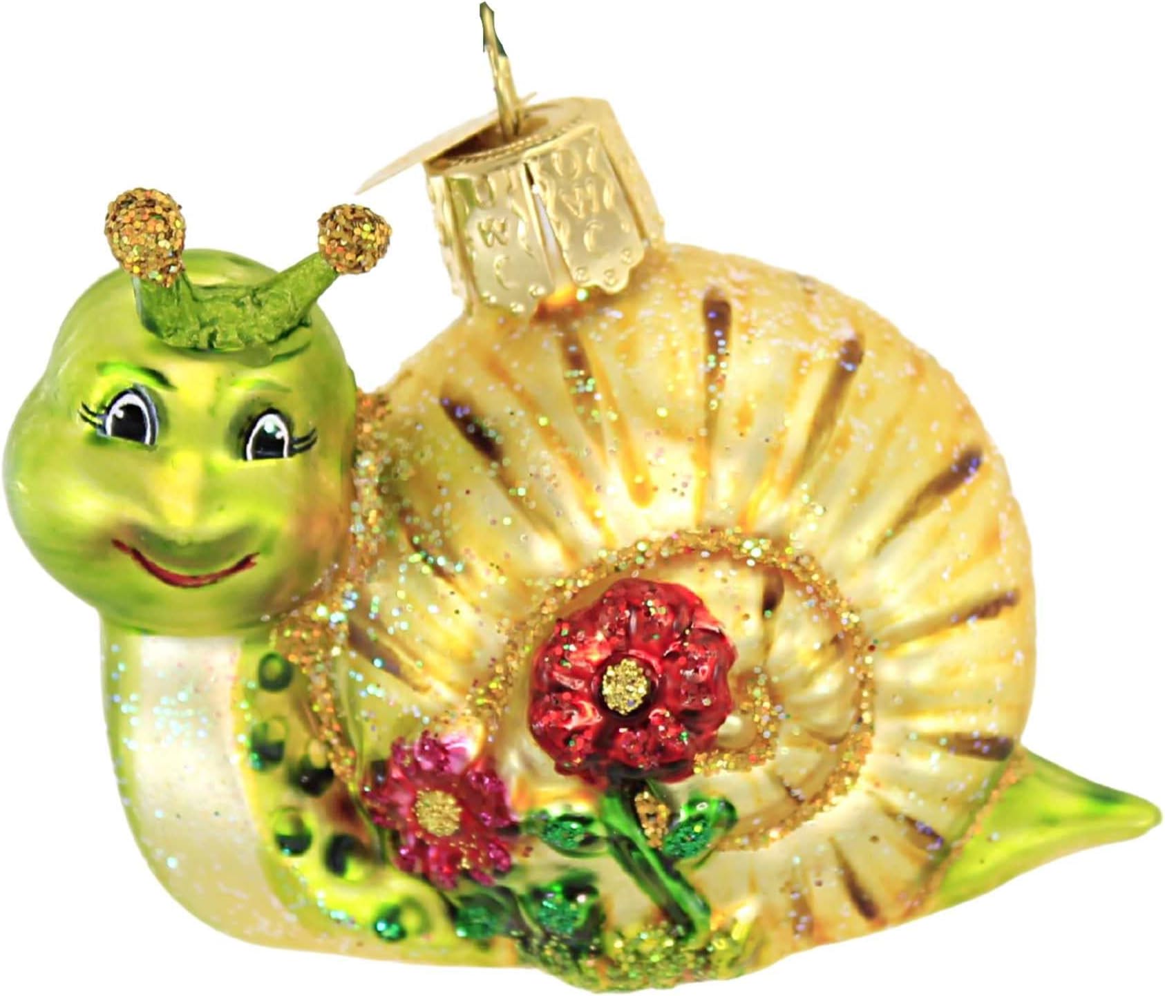 Old World Christmas Smiley Snail Glass Blown Ornament for Christmas Tree