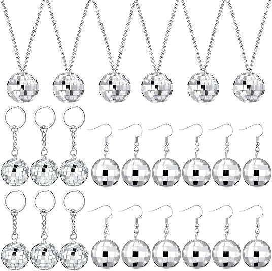 Censen 24 Pcs Disco Accessories Set Disco Ball Necklace