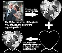 Vista 5 de WEIK&CPYK Marco de fotos de cristal personalizado en forma de corazón para cumpleaños, aniversario de boda, Navidad, regalo del día de San Valentín