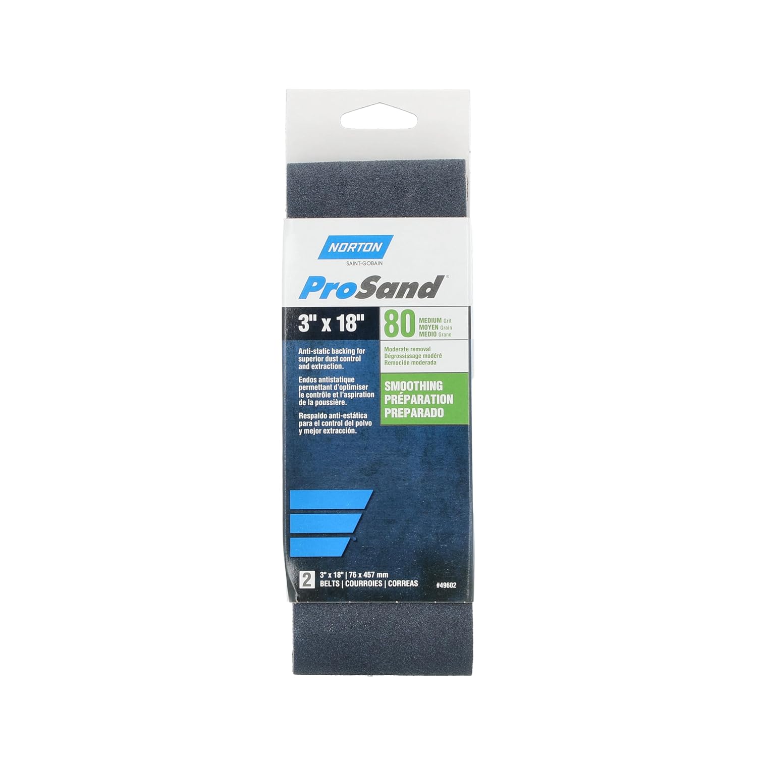 Norton 3 x 21 in. ProSand Cloth Portable Belt 80 Grit R831 ZA Pack of 2