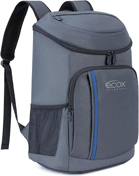 ecox Outdoors Cooler Backpack Insulated 20L يمكن أن يتسع حوالي 30 مع أغطية فتاحة زجاجات مبطنة خفيفة الوزن وسهلة الحمل Daytripper Grey BPC20LG