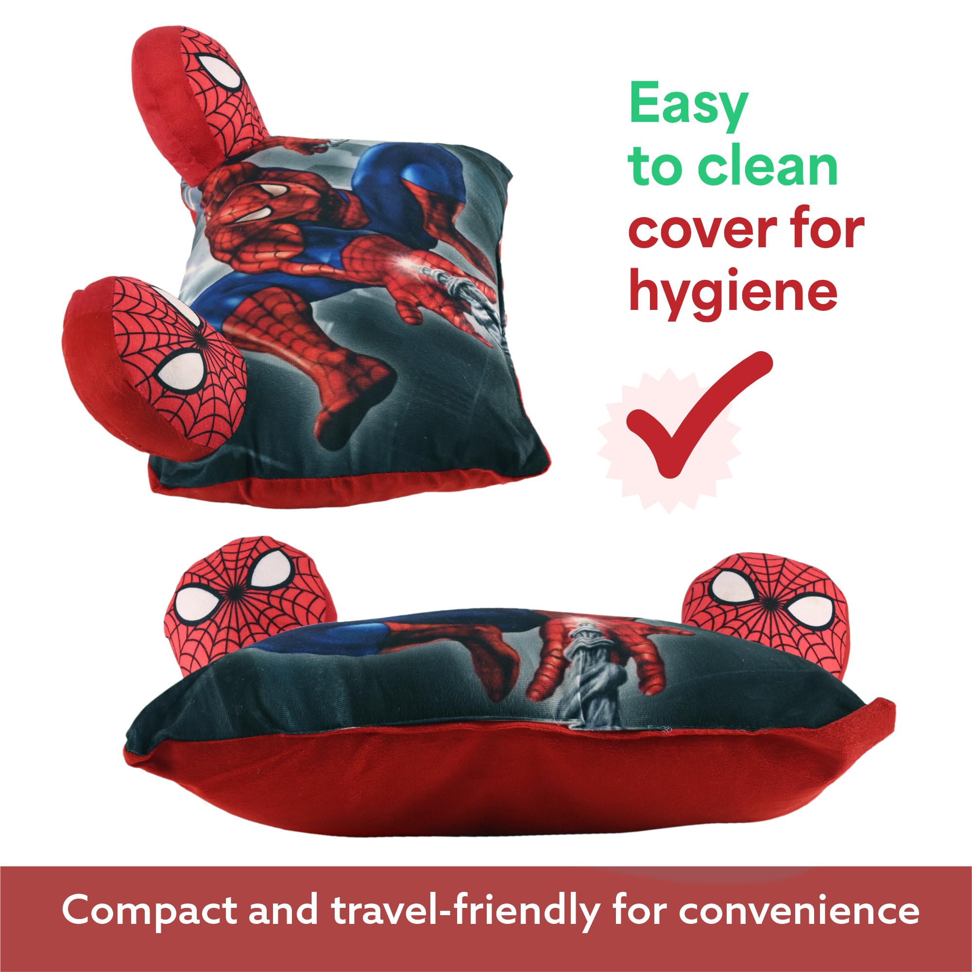 Kuber Industries 12x18 Inches Soft And Cozy Pillow for Kid's | Comfortable Pillow for 2 Year Olds Marvel Spiderman- Red - Image 7 thumbnail