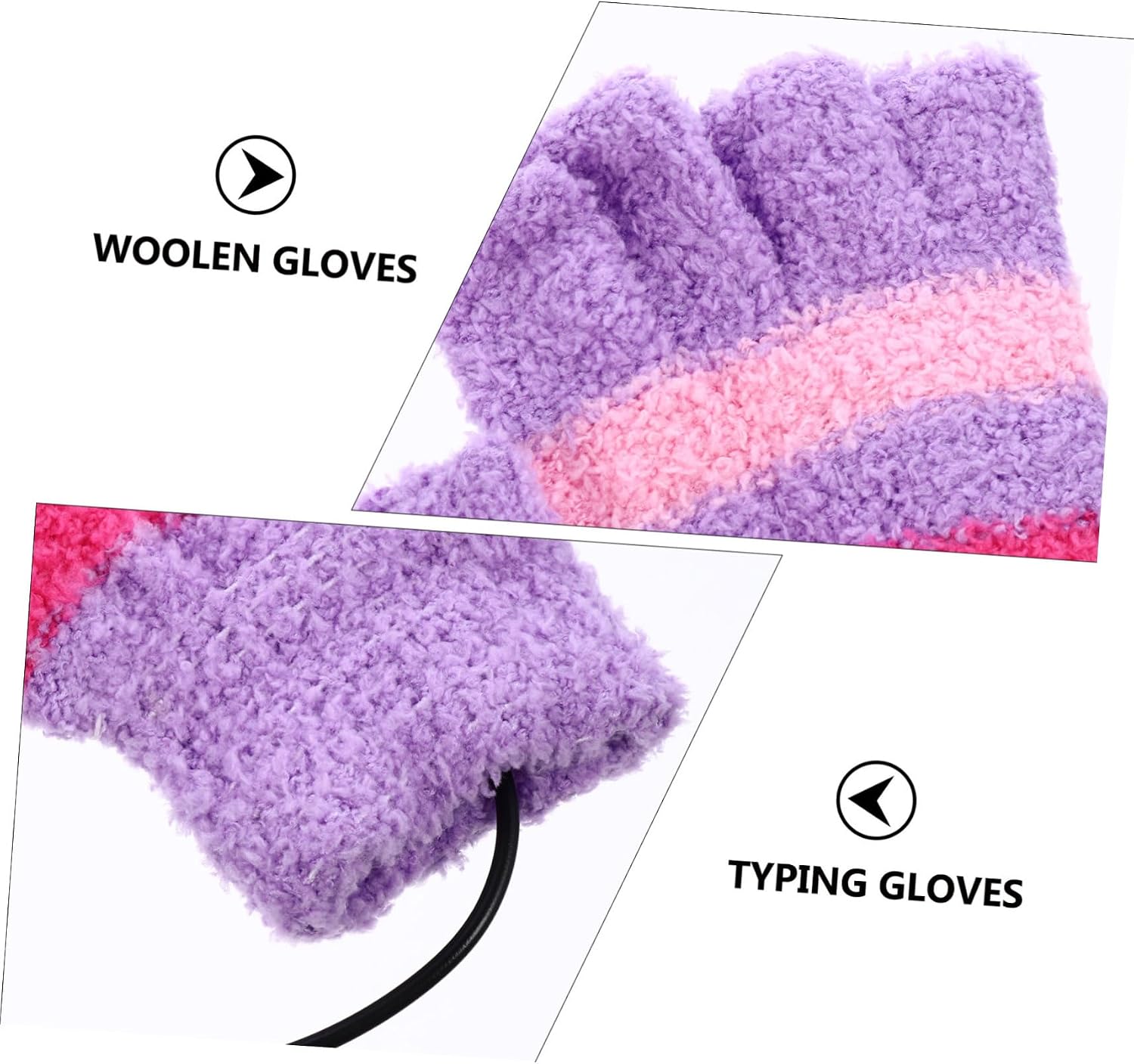 Usb Heated Gloves Woolen Winter Thermal Half Finger Gloves for Typing Outdoor Activities