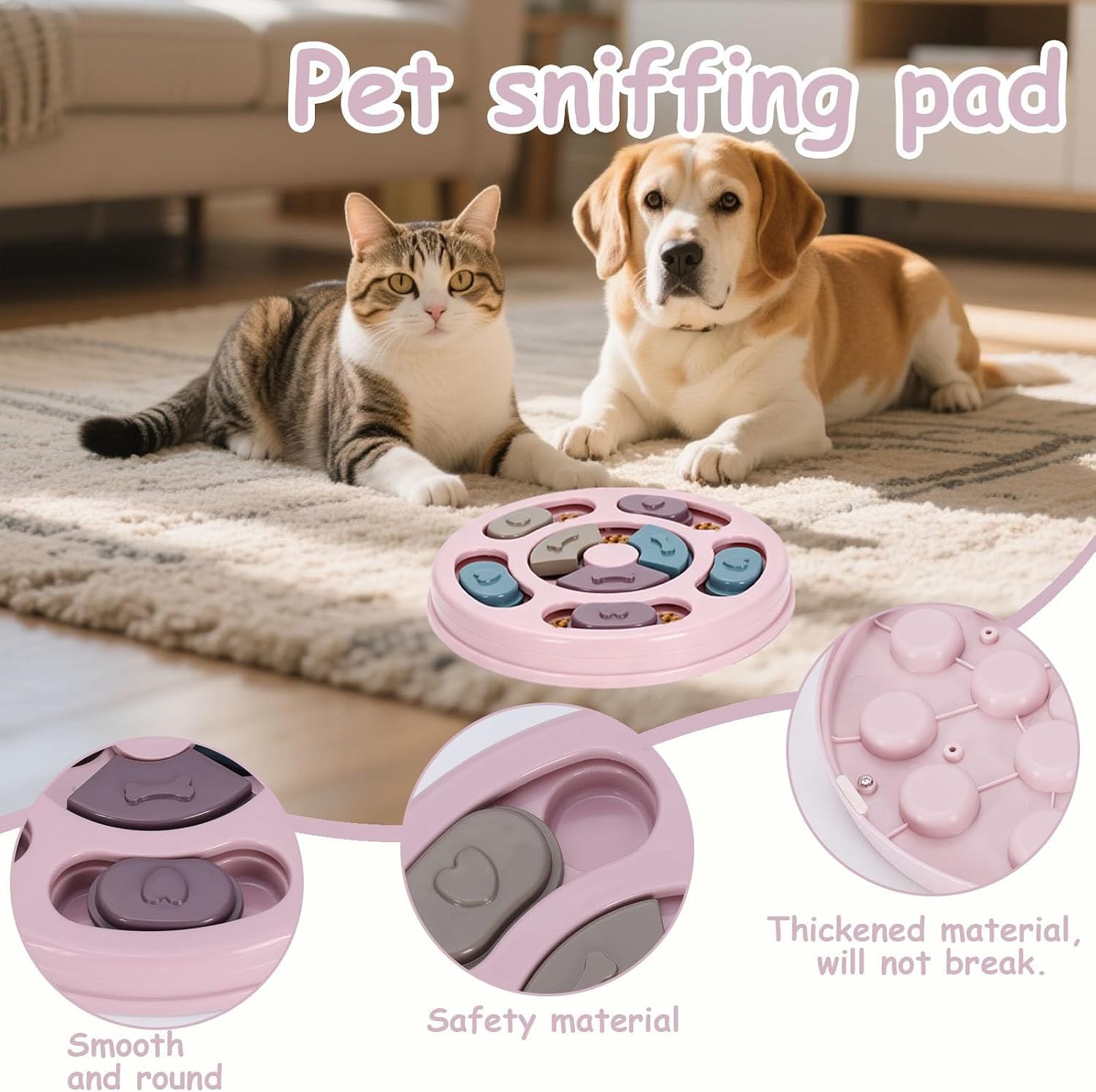 Lick Mat For Dogs,Dog Puzzle Toy,Stimulating Dog Toys,Puppy Slow Feeder Enrichment Toys,Stimulation Puzzles Food Bowl for Large Pet Treat Mat Mental Interactive Feeding Bowls Puppies Feeders(Pink)