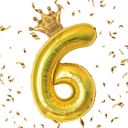 Miniatura 7 de Globo dorado de 40 pulgadas con número 5 y corona pequeña para decoraciones de fiesta de cumpleaños, decoraciones de fiesta de cumpleaños 5,