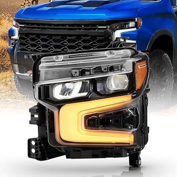KEEKPO - For 2022-2024 Chevy Silverado 1500 LT/RST Black Bezel w/Amber Animation LED Headlight Headlamp - Driver Side