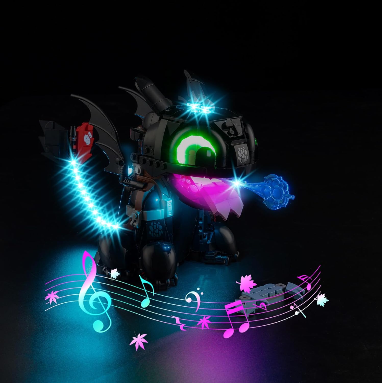 Kyglaring LED Light Kit Compatible with Lego How to Train Your Dragon: Toothless 10375 Building Blocks, Upgraded Original Movie Sound, Lighting Accessories for Lego 10375 Model Set, Lights Only