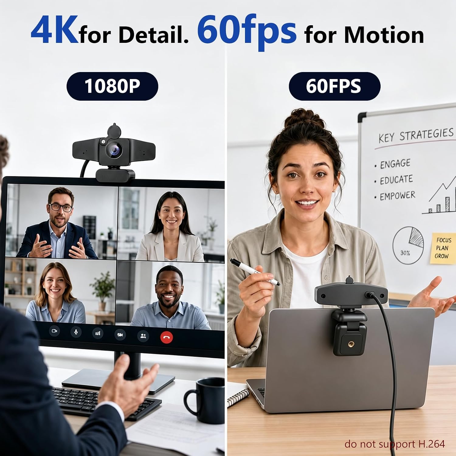 POHO 4K Webcam for PC, PDAF Autofocus, 75° FOV, Anodized Aluminum Alloy 5 71Fb2XbAGTL. AC SL1500