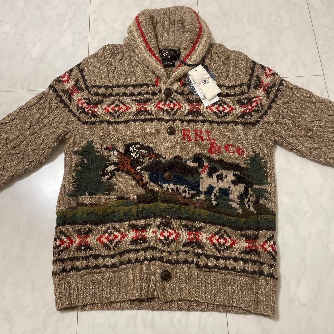 【新品未使用】ダブルアールエル ハンドニット リネンブレンド カーディガン M ダブルアールエル ハンドニット リネンブレンド カーディガン M ダブル