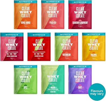 Myprotein Clear Whey Isolate Protein Powder, Sample Pack, 20 x 25 g, 20 Servings, Cool and Refreshing Whey Protein Shake Alternative, 20 g Protein and 4 g BCAA per Serving