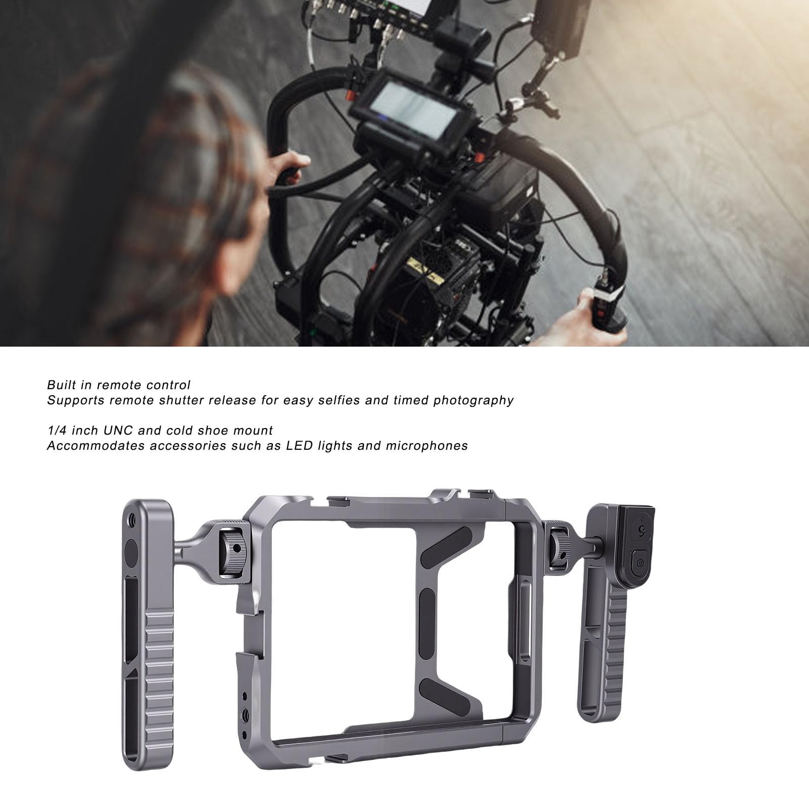 Cuifati Jaula Estabilizadora Universal para Teléfono de Aleación de Aluminio con Asas Dobles, Estuche para Cine, Estabilizador de Vídeo para Teléfono, Soporte para Trípode para Creador
